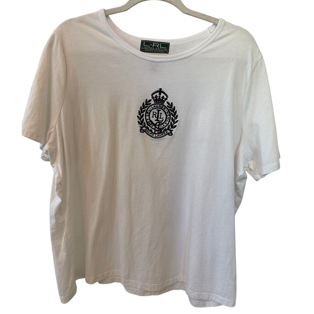 Lauren Active Ralph Lauren White T-Shirt Women's Size 2XL Short Sleeve Casual